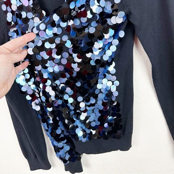 St. John Navy Sequin Silk Blend Cardigan Sweater Small - Picture 5 of 7